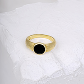 Classic Gold-Plated Black Onyx Style Ring for Men & Women