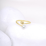 Gold-Plated Pearl & Shell Open Ring for Women