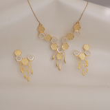 Elegant Geometric Hexagon Gold-Plated Necklace Set with Matching Earrings for Women