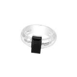 Modern Rectangular Black Stone Silver Ring for Women & Men