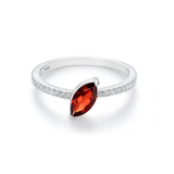 Minimal Silver Ring with Red Gemstone Accent
