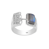 Sterling Silver Labradorite Open Statement Ring