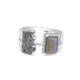 Sterling Silver Labradorite Open Statement Ring