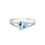 Classic Silver Blue Stone Geometric Ring for Women