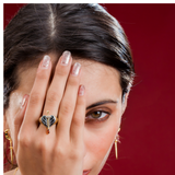 Gold-Plated Heart & Sword Statement Ring for Men & Women