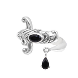 Silver-Tone Black Stone Vintage Style Ring for Men & Women