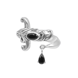 Silver-Tone Black Stone Vintage Style Ring for Men & Women