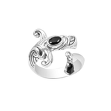 Silver-Tone Black Stone Vintage Style Ring for Men & Women
