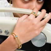 Gold-Plated Dual Chain Stone Bracelet for Women