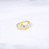 Gold-Plated Wave Pearl Accent Ring for Women