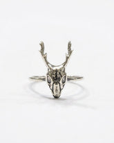 Deer Skull Ring - Antiqued Silver