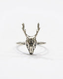 Deer Skull Ring - Antiqued Silver