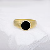 Classic Gold-Plated Black Onyx Style Ring for Men & Women