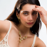 Elegant Hexagon Pattern Gold-Plated Necklace with Modern Geometric Design