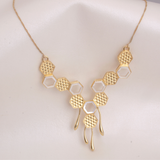 Elegant Hexagon Pattern Gold-Plated Necklace with Modern Geometric Design