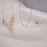 Elegant Gold-Plated 3 Necklace Set with Geometric, Beaded & Minimal Pendant Designs for Women