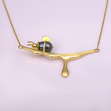 Designer Bee-Inspired Gold-Plated Jewellery Set with Pearl Accents for Women