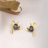 Golden Nectar Bee Earrings