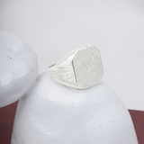 Textured Matte Silver Signet Ring