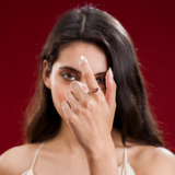 Minimal Silver Ring with Red Gemstone Accent