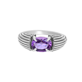 Silver Claw-Set Amethyst-Inspired Statement Ring