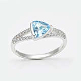 Classic Silver Blue Stone Geometric Ring for Women