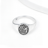 Classic Sterling Silver Engraved Round Signet Ring for Men & Women