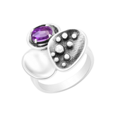 Classic Sterling Silver Amethyst Style Multi-Design Statement Ring for Women