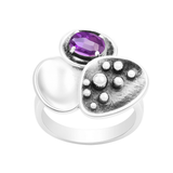 Classic Sterling Silver Amethyst Style Multi-Design Statement Ring for Women