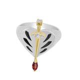 Gold-Plated Heart & Sword Statement Ring for Men & Women