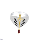 Gold-Plated Heart & Sword Statement Ring for Men & Women