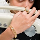 Gold-Plated Dual Chain Stone Bracelet for Women