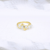 Gold-Plated Wave Pearl Accent Ring for Women