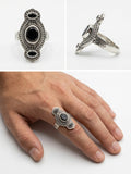 Nox Ring - Antiqued Silver & Black Trio