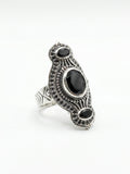 Nox Ring - Antiqued Silver & Black Trio