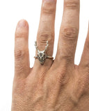 Deer Skull Ring - Antiqued Silver