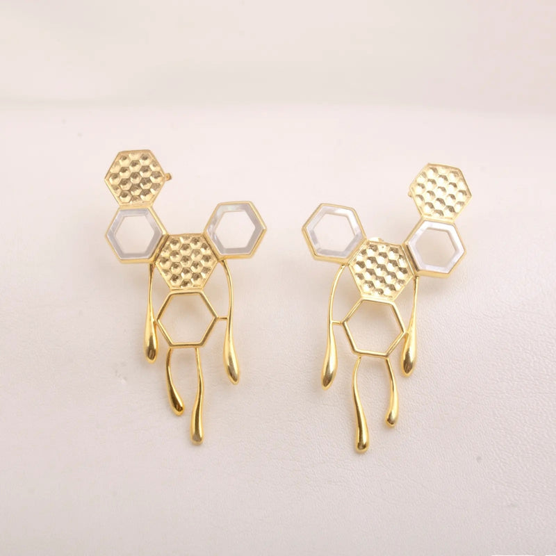 Golden Honeycomb Earring